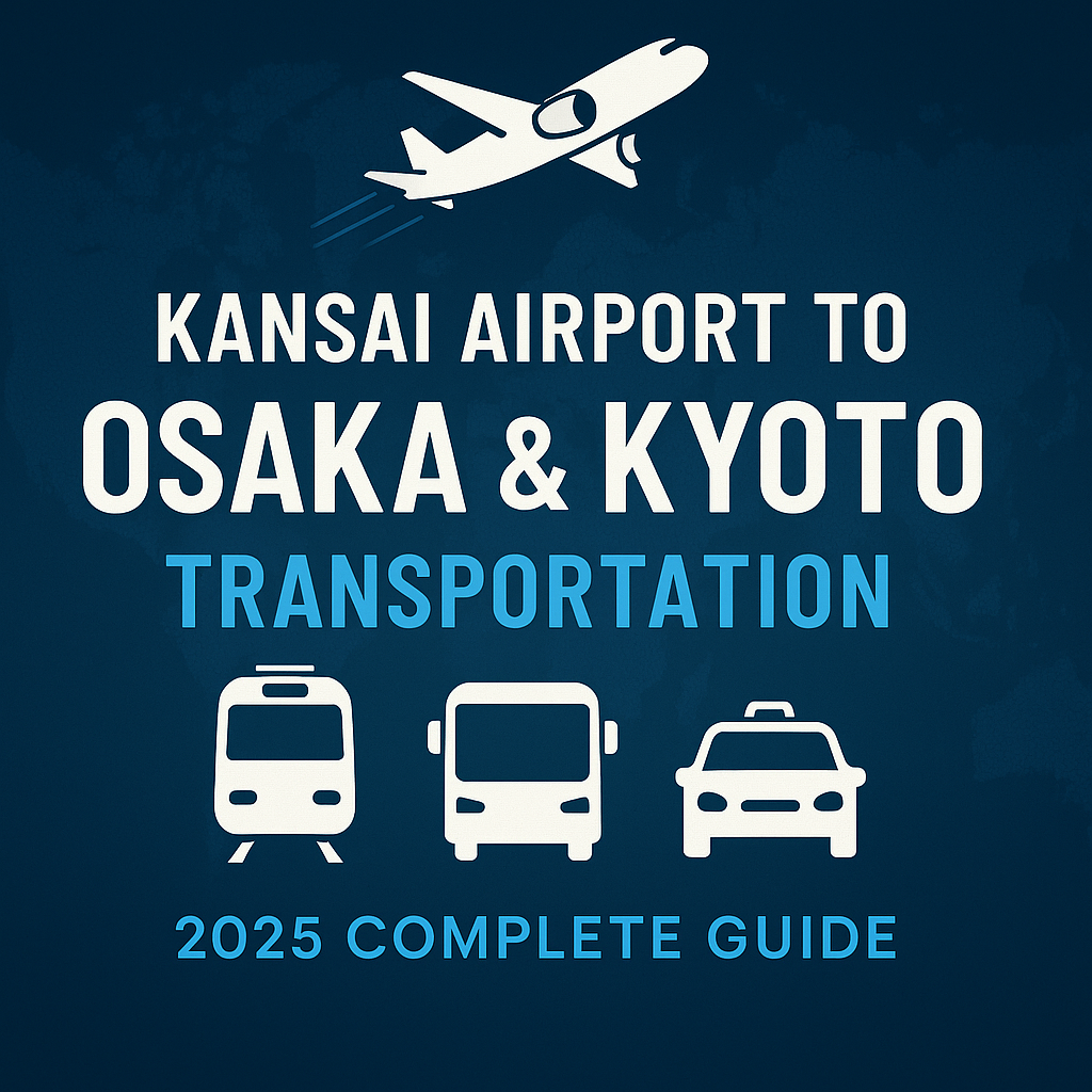 Osaka 1-Day Itinerary featured image showing Osaka Castle, Dotonbori neon lights, and Umeda Sky Building silhouette on a blue background